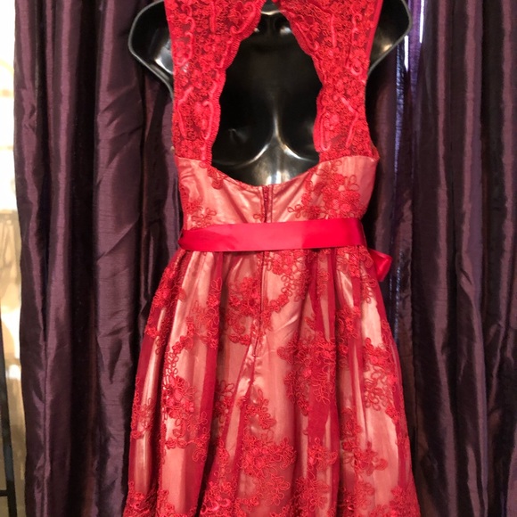 Super cute lace dress with cot out back, and satin belt - Picture 4 of 4